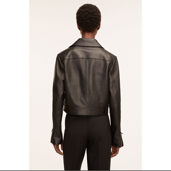 LAMBSKIN LEATHER jacket- MEDIUM- Cropped & Fitted Women’s Moto Jacket BLACK - Picture 6 of 14
